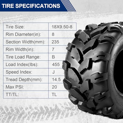 MaxAuto 2PCS Sport ATV Tires 18x9.5-8 18x9.50x8 Lawn Mower Off-Road ATV UTV Tire 4PR Turf Tires Mud Sand Trial Tires P311