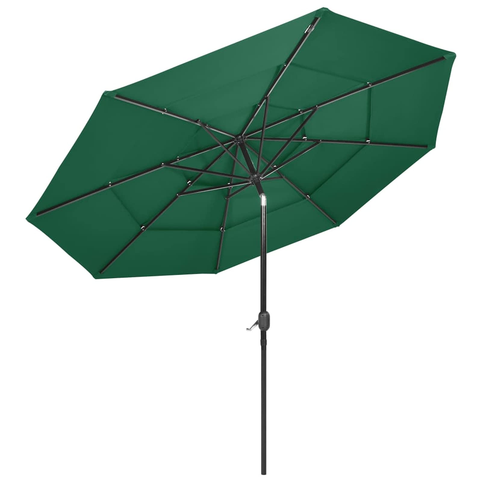 Homgoday Sombrilla de jardín de 3 Niveles con Palo de Aluminio Verde 3 m Sombrilla Terraza Exterior, Sombrilla Jardín Grande Orientable Jardín Parasol Balcón