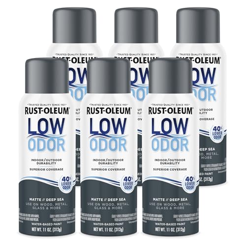 Image of Rust-Oleum Low Odor Premium Spray Paint, 11 oz, Matte Deep Sea, 6 Pack