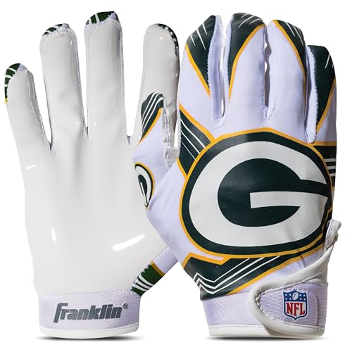Image of Franklin Sports Youth NFL Football Receiver Gloves - Kids Football Gloves Pair - NFL Team Logos and Silicone Palm