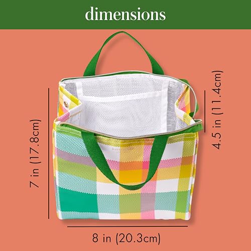 Image of kate spade new york Portable Soft Cooler Lunch Bag, Thermal Tote with Insulated Interior Lining and Storage Pocket, Lunch Tote for Women, Spring Plaid
