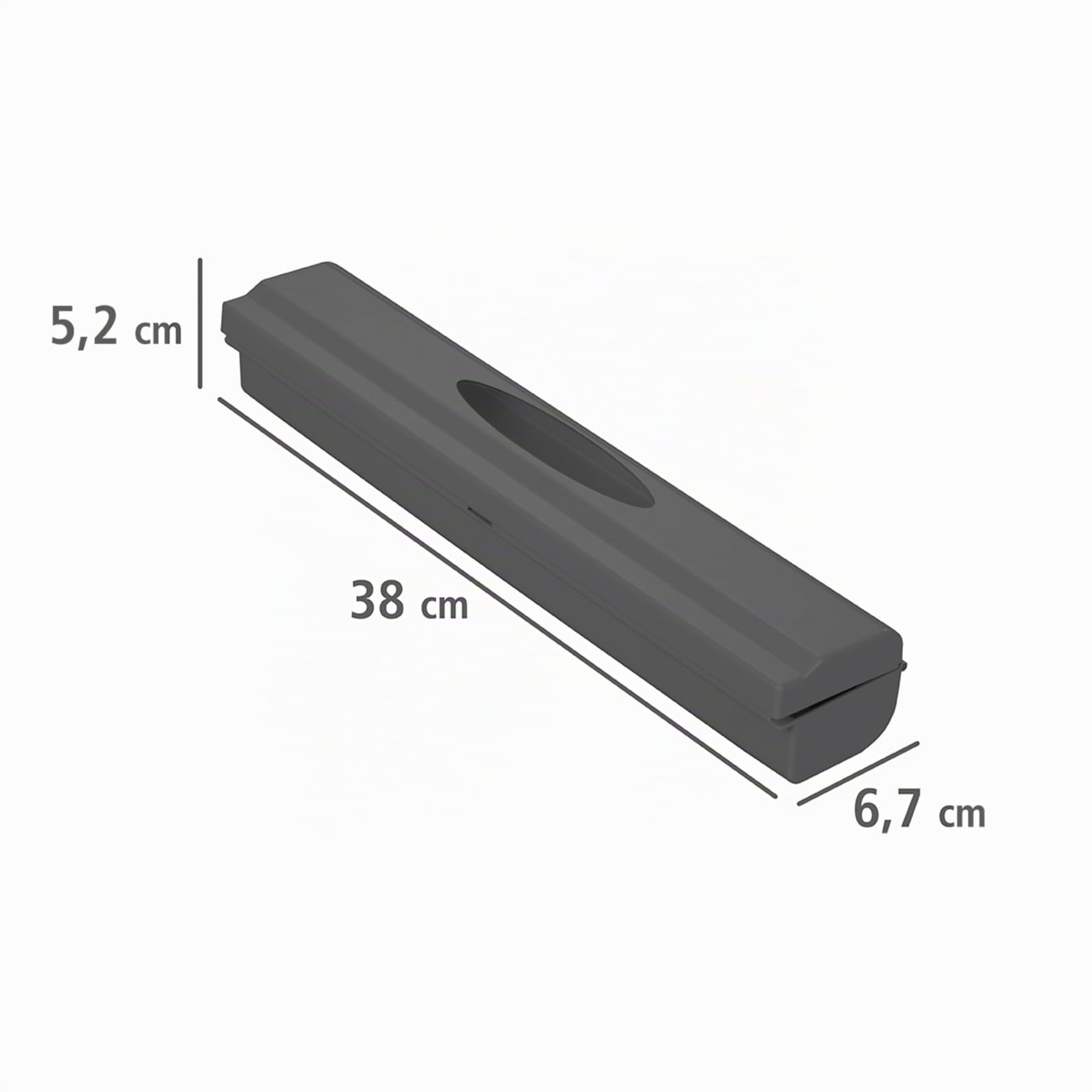 Wenko 86678100 Dispenser di pellicola alimentare Perfect Cutter, antracite, plastica, 38 x 5,2 x 6,7 cm