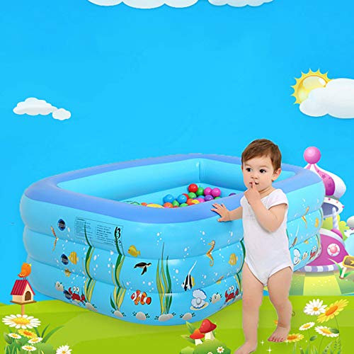 ZHKGANG Family Pool Oversized Inflatable Children Thick Paddling Pool Summer Garden Adult Rectangular Multi-function Pool Marine Ball,Blue-1.8m
