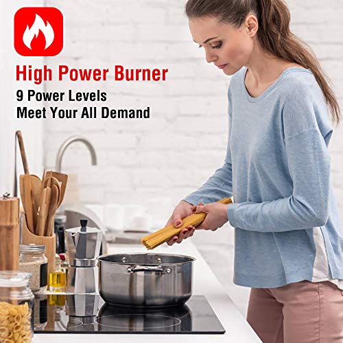 Induction Cooktop 4 Burner ECOTOUCH Electric Cooktop Built-in Induction Cooker 24 inch, Induction Stove Top Smoothtop Vitro Ceramic Surface with Booster Burner IB640 - Thumbnail 5