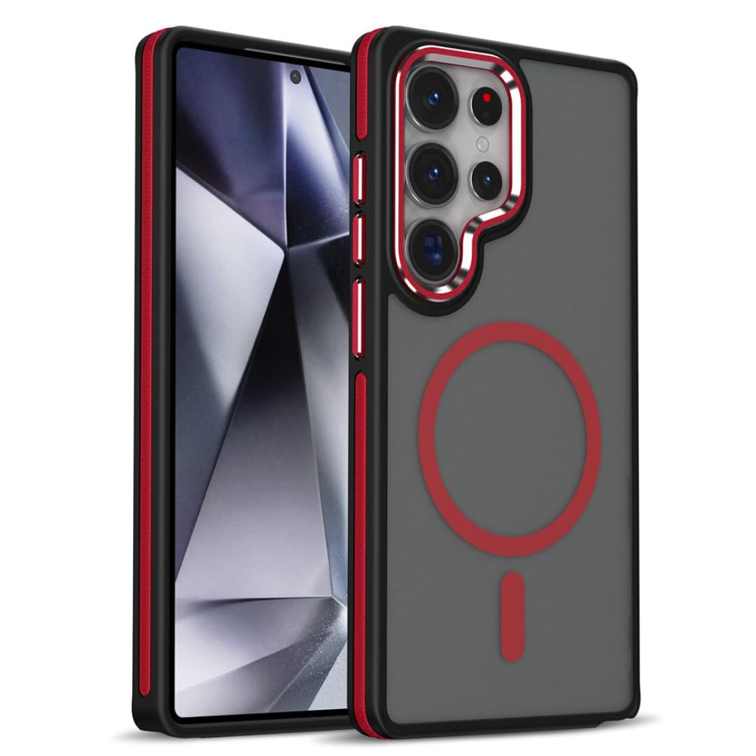 Coque Samsung S24 Plus rouge résistant aux chutes et compatible induction sans fil