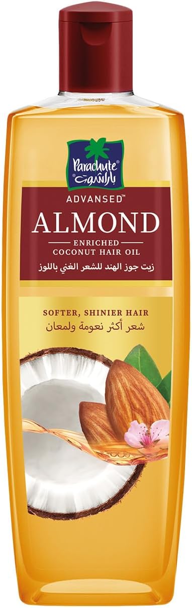Parachute Almond Enriched Coconut Hair Oil|For Soft & Silky Hair| Boosts Shine & Softness| No Parabens & Silicones| All Hair Types | 200Ml, Brown