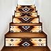 6 sztuk Modern Art naklejki na schody, etniczny wzór geometryczny winylowe naklejki dekoracyjne do domu, diy schody samoprzylepna dekoracja naklejki ścienne, 7x39 cali