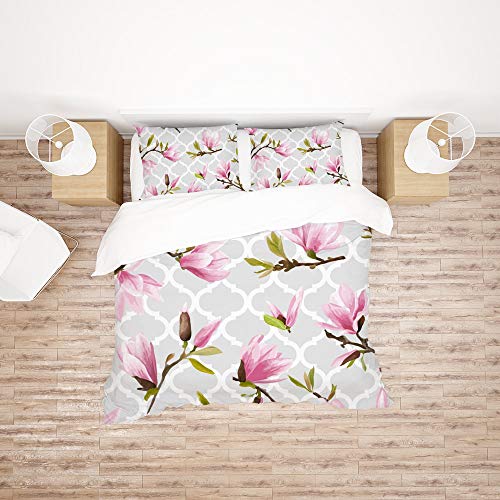 Parure de lit polyester durable drap housse taie feuilles florales - 3