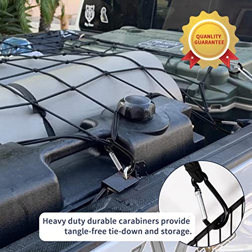Cargo Net For Truck Pickup 4'X6' Stretches To 8'X12' Heavy Duty Truck Bed Cargo Net 12 Tangle-Free Clip Carabiners And 1 Storage Bag Small 4" X 4" Mesh Universal Car Organizer Net For Large Loads #TOP3