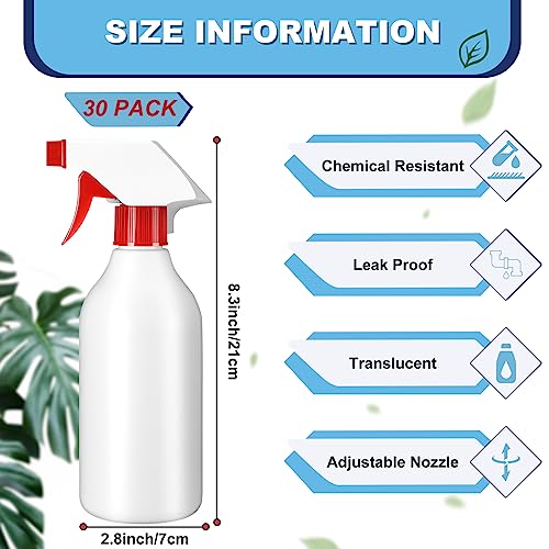 Tanlade 30 Pack Plastic Spray Bottles 16 oz Leak Proof Squirt Bottle Refillable Empty Bottles Spray Water Bottle Mist Sprayer with Red Nozzles for Hair Essential Oil Cleaning Solutions Plants Pets by Tanlade - Image 2