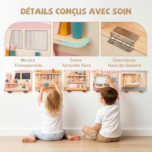 Planche tableau activité murale Montessori bébé et enfant en bois - 7
