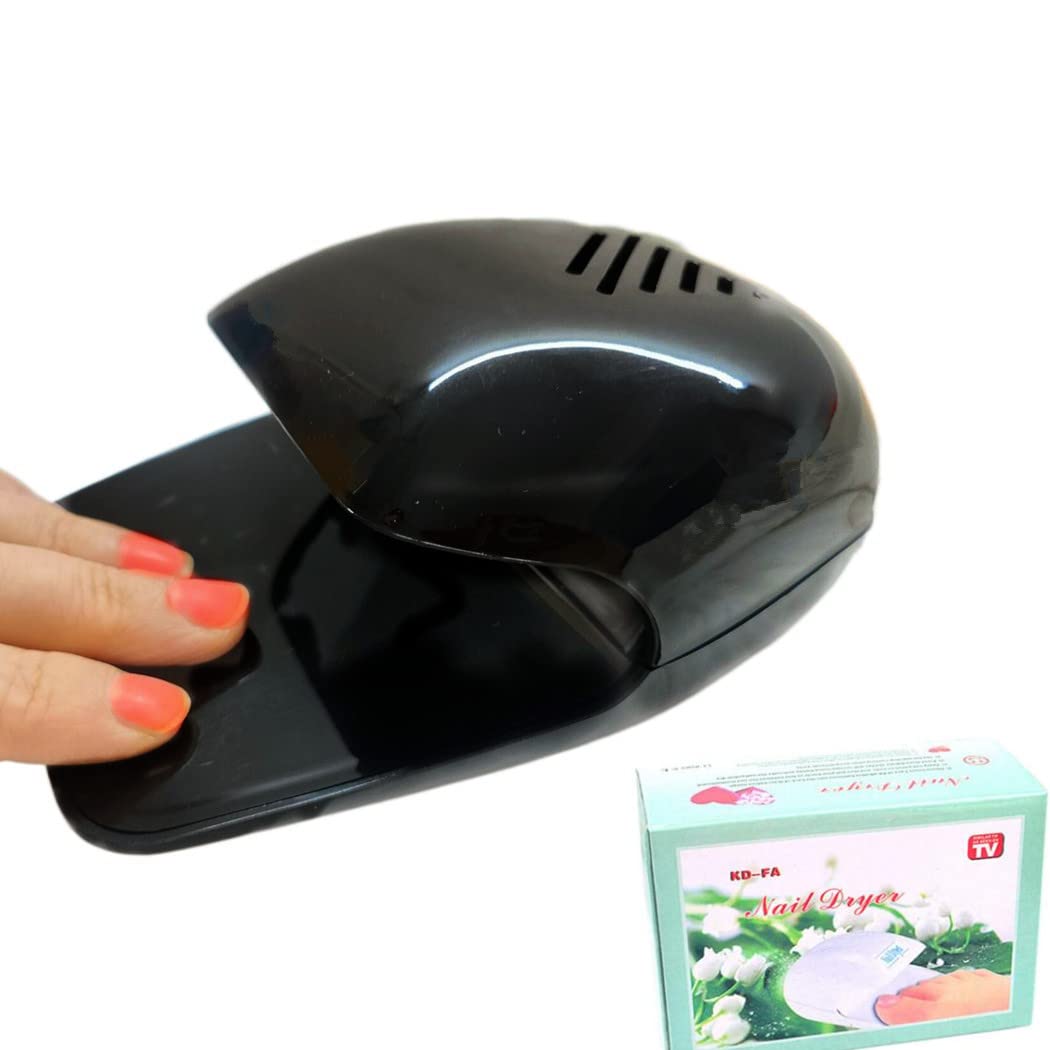 Portable Nail Fan Dryer for Nail Art Polish Gel, Quick Dry Nail Dryer Blower Machine for Nail Salons Fingernail Toenail (Black)
