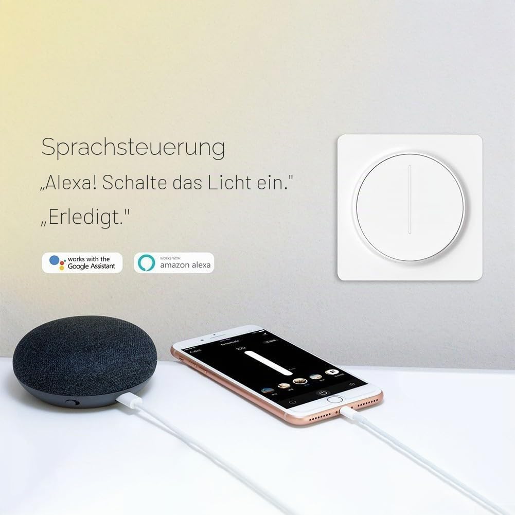 für Tuya WIFI/-Zigbee Smart Dimmer Schalter Touch Dimmen Wand Schalter, APP Fernbedienung, Funktioniert Mit für Tuya, Smart Leben (WiFi)