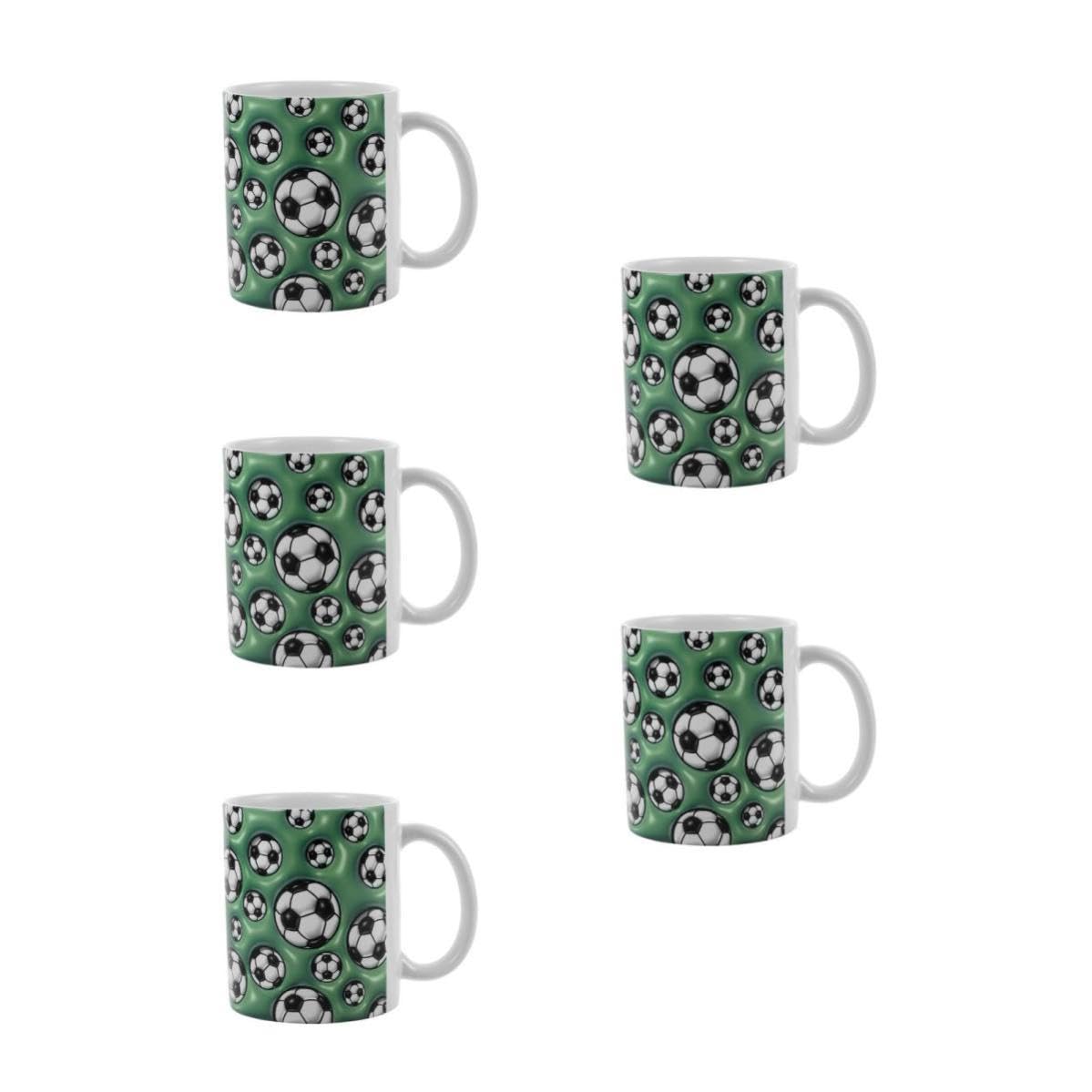STOBAZA 5 Pezzi Tazza da Caffè in Ceramica Tema Calcio per Appassionati