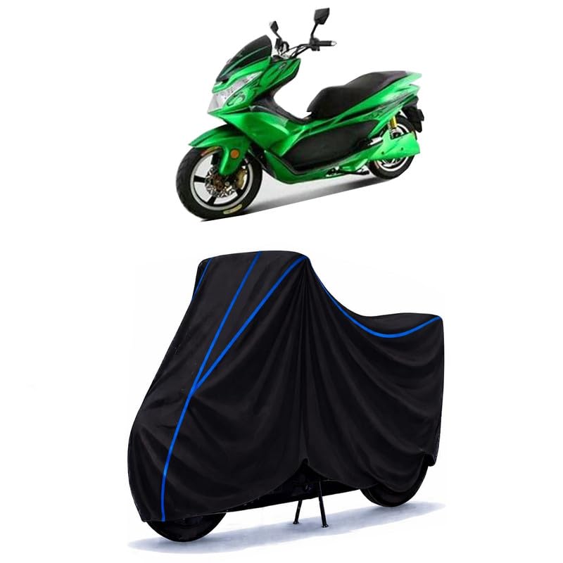 Image of Scooty Cover Water Resistant for Cruiser | Universal Scooter & Bike Cover | Heavy Duty UV Protection | Dust, Rain & Scratch Protection | Elastic Fit All Weather Indoor Outdoor | Black with Blue Piping