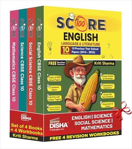 Disha (Set of 4 Books with 4 Workbooks) Score 100 Science, Mathem...