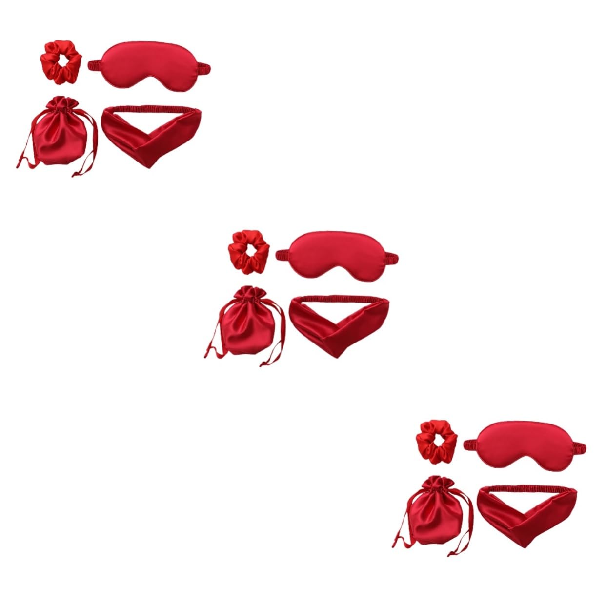 DOITOOL 3sets Maschera Da Sonno Seta Artificiale Accessori Kit Pratico Con Fascia Per e Sacchetto Per Viaggio Rilassa Gli Occhi e Riduce Affaticamento Per Dormire e Viaggiare