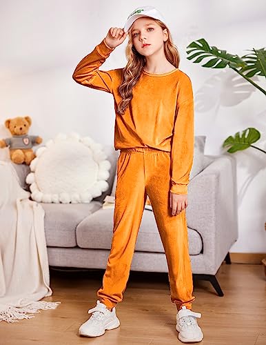 Image of Arshiner Girls 2 Piece Outfit Sweatsuits Set Kids Velour Sweatshirts & Sweatpants Tracksuits Set for Girls