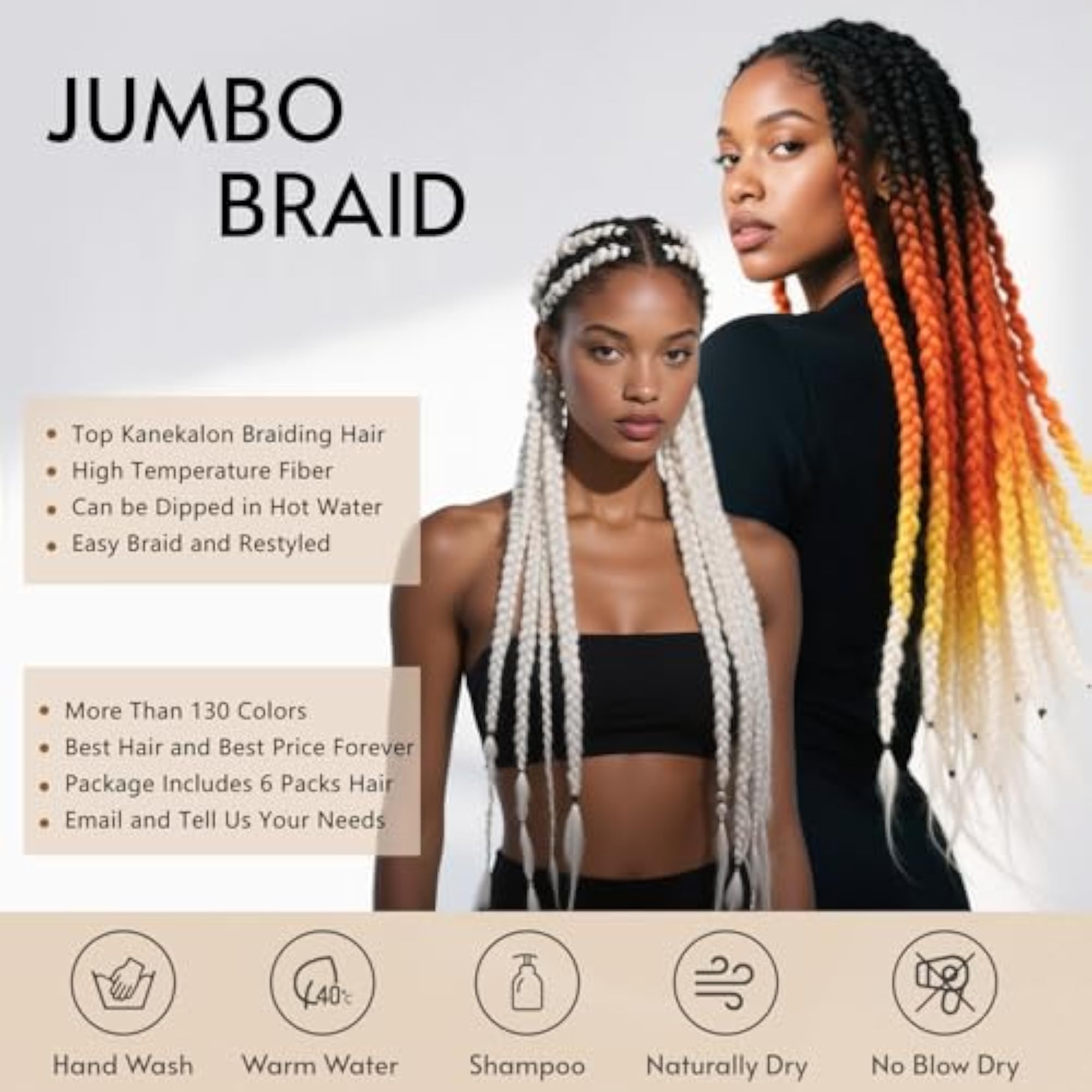 6 Packs Ombre Jumbo Braiding Hair Extensions 24 Inch