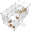 HOMIDEC Rabbit Run,Double Puppy Pen with Door,Encrypted Wire Mesh Cages 29 Panels Indoor/Outdoor DIY Metal Pet Fence for Puppy,Rabbit,Kitten,Hamster,Guinea Pig,Turtle,Hedgehog.Black(140x70x70CM)