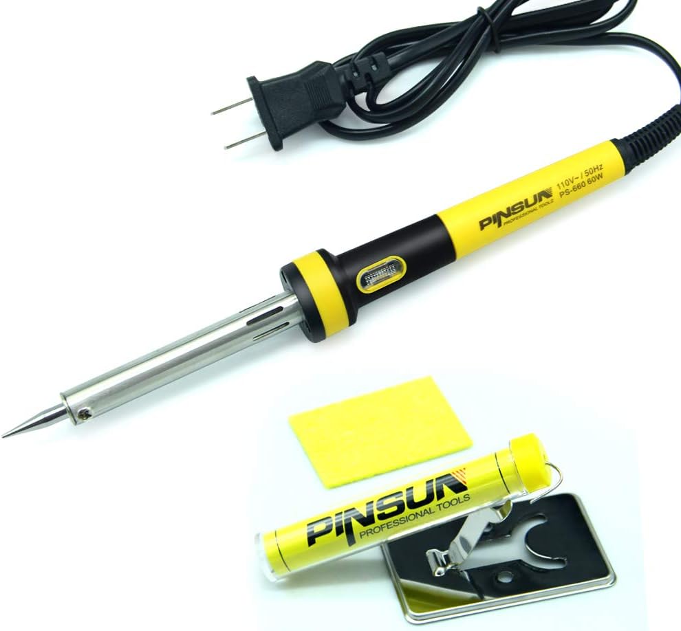Electric Soldering Iron 60W with External Thermal Heating Core, 1 Solder Wire 1.0mm Dia, 1 Cleaning Sponge, 1 Stand