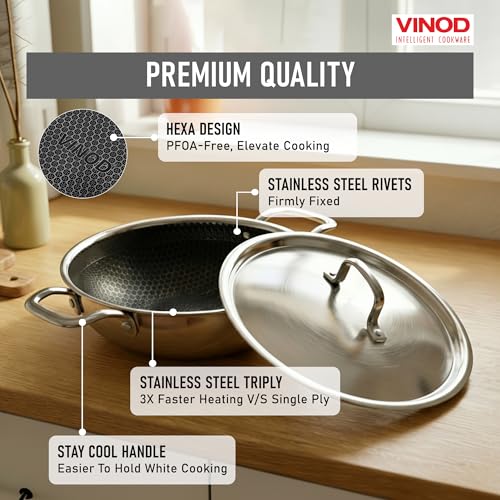 Vinod Nutri-Tech Triply Nonstick Kadahi 28cm miniatura 4
