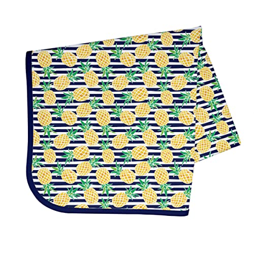 BapronBaby Summer Stripes Pineapple Splash Mat - Waterproof Catch-All for Under High Chairs, Floors, Tables, Playtime or Arts & Crafts - Machine Washable - 45