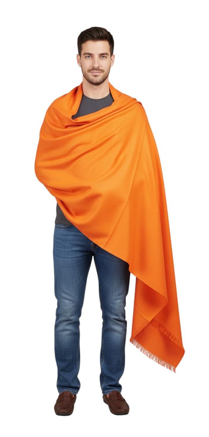 v vrinde Vrinde Orange Wool Solid Men's Shawl KA-SWL-26-picture-31