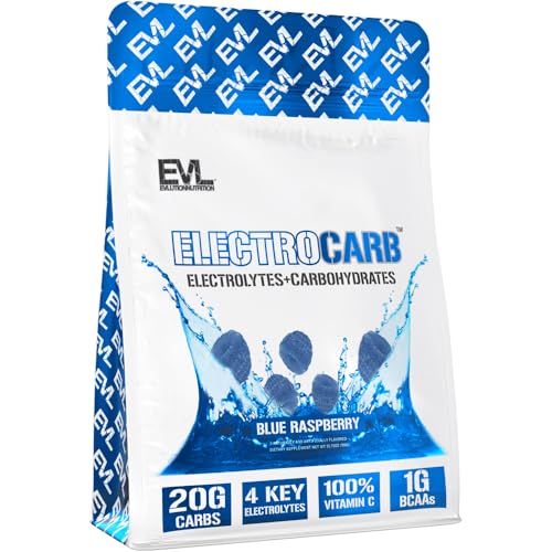 Image of Evlution Nutrition ElectroCarb - Electrolytes + Carbohydrates - Hydration Support, Endurance & Muscle Recovery - 20g Carbs, 4 Key Electrolytes & 1g BCAAs - Blue Raspberry - 30 Servings