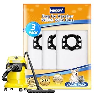 KEEPOW Vacuum Bags for Kärcher Fleece Filter Bag KFI 357: 3 pieces, 3-ply, extremely tear-resistant and robust, custom-fit for Kärcher Wet and Dry Vacuum Cleaners and Carper Cleaners
