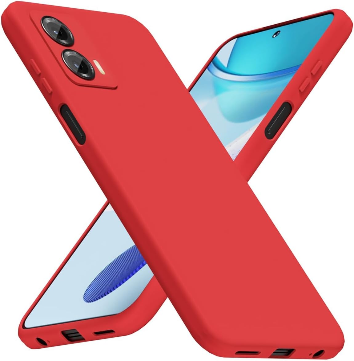 LoeoeL for Motorola Moto G 5g 2023 Phone Case Silicone, Minimalist Ultra Thin Slim Soft Rubber Gel Solid Color Matte TPU Cute Case for Women Men, Girly Plain Aesthetic Design & Camera Cover, Red