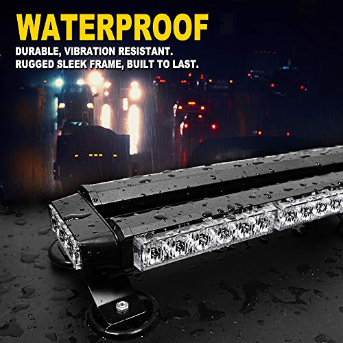 FOXCID White Amber 26" 54 LED Emergency Warning Security Roof Top Flash Strobe Light Bar with Magnetic Base, for Plow or Tow Truck Construction Vehicle - Thumbnail 3