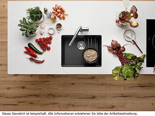BLANCO ETAGON 500-U | Granitspüle aus SILGRANIT schwarz | Einbauart: Unterbau | für 60 cm breite Unterschränke | Durchdachtes Systemkonzept mit vielseitig verwendbaren ETAGON-Schienen