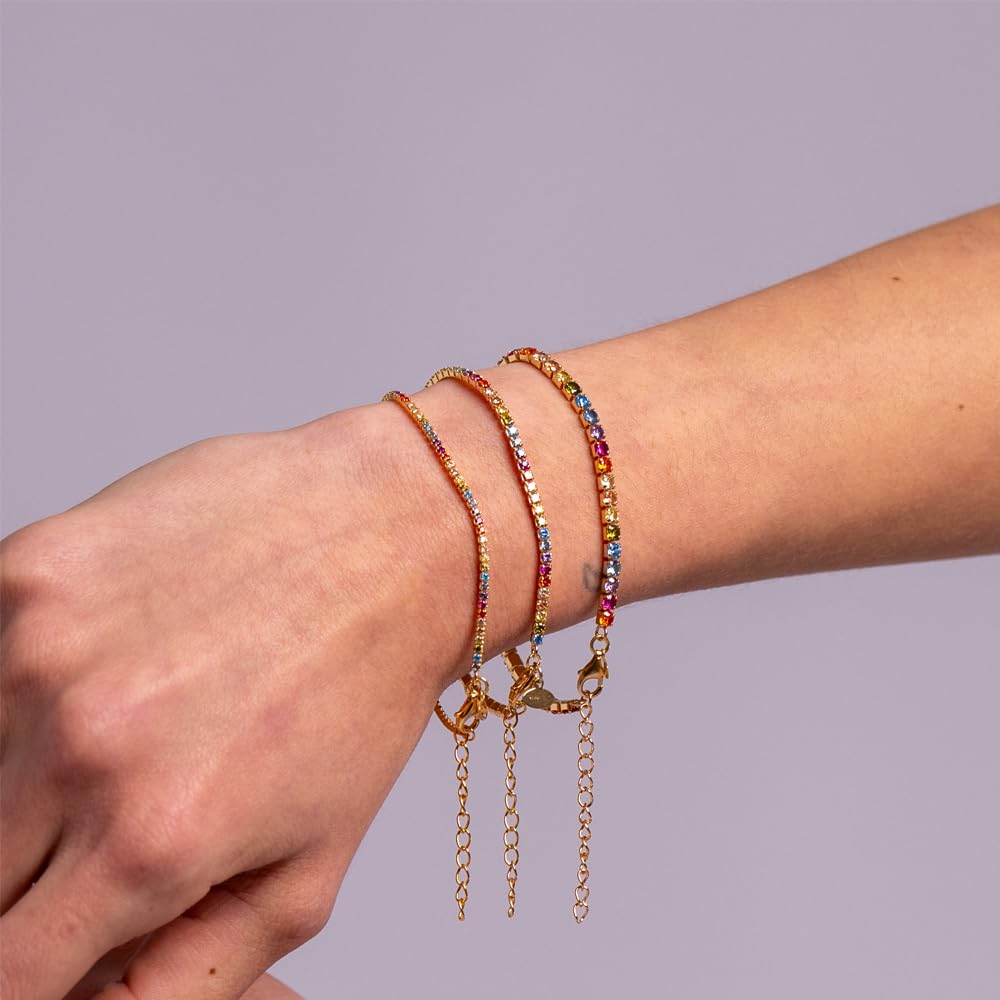Tennisarmband aus 925er Sterlingsilber mit 5A Zirkonia, eleganter verstellbarer Damenschmuck - raffinierte Geschenkidee mit luxuriöser Verpackung - Made in Italy Qualität