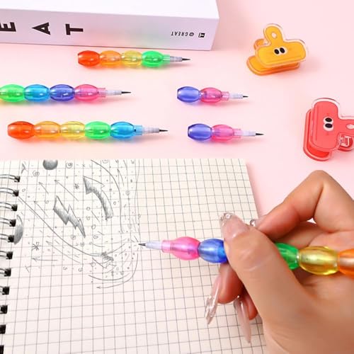 Acfun 12 lápices apilables de plástico coloridos miniatura 2