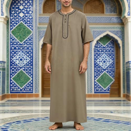 Vêtement arabe de prière ample pour homme thobe imprimé - 2