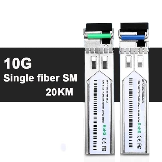 Hanutech Singlemode SFP+ Module 10G DDM 1270/1330nm Optical Transceiver Upto 20KM Transmission