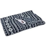 Biddeford Blankets Microplush Electric Heated Throw Blanket with Adjustable Heat Settings and Auto Shut-Off Timer, Machine Washable, Digital Controller, Throw, Navy Fair Isle