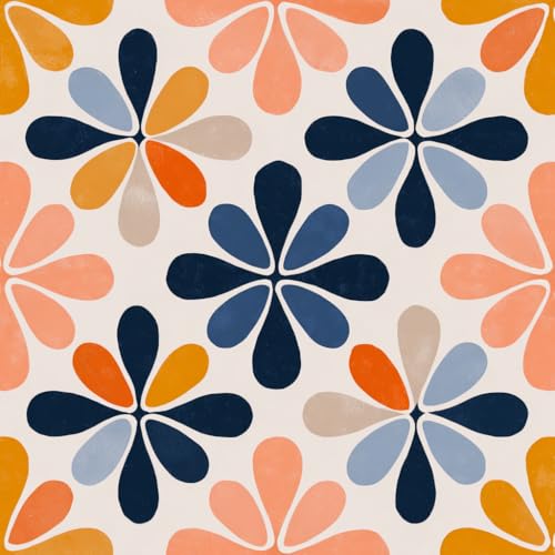 IOHEFY Peel and Stick Floor Tile 12x12 Retro Colorful Flower Pattern Self Adhesive Vinyl Flooring Stick On Tiles for Kitchen Bathroom Bedroom Living Room Home Decor