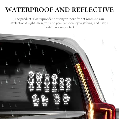 Image of Family Car Stickers, Family Figure Dog Cat Baby Auto Window Bumper Decal Sticker, Waterproof Families People Mom Dad Boy Girl Pet Decal for Car Windshield Laptop Tablet (9.8 inchx7.9 inch)