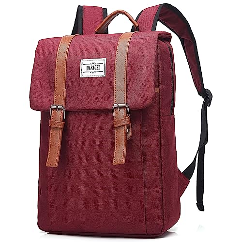 HASAGEI Dam Ryggsäck för 15,6 tum Bärbar Dator - Ledig Vintage College Väska i Oxford Material, Trelagers Design Med Bälte,...