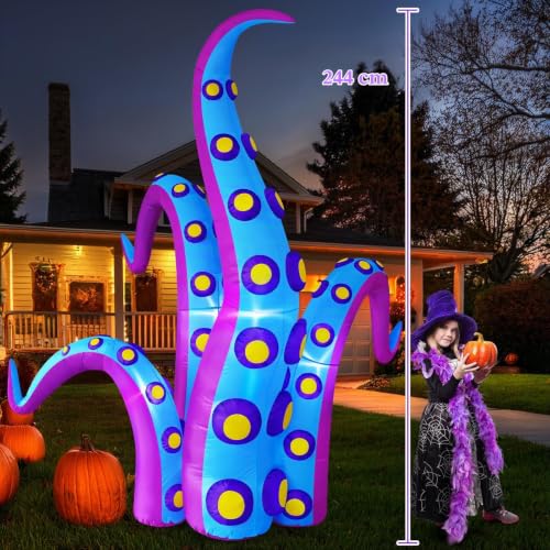 Danxilu 2,4m XXL Halloween Aufblasbar Oktopustentakel Outdoor Deko – Ansicht 3