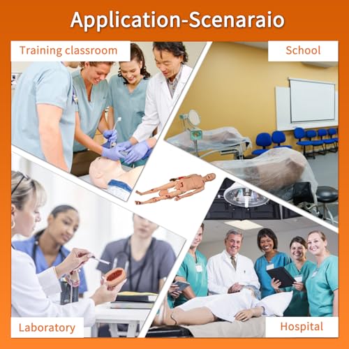 Image of Trauma Patient Care Manikin Model, PVC Patient Wound Care Simulator with Wound Modules Advanced Anatomical, Full Body Life Size Burn Human Model for Nursing Medical Training Teaching Male Female