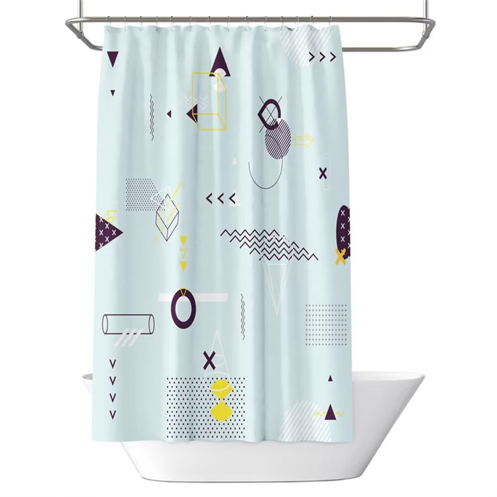 Shower Curtain Geometric Abstract Mould & Mildew Resistant Modern Shower Curtains for Bathroom 180cm x 180cm Drop, Waterproof Polyester Bath Curtain with Hooks and Weighted Hem 71 x 71 Inch (LB1899)