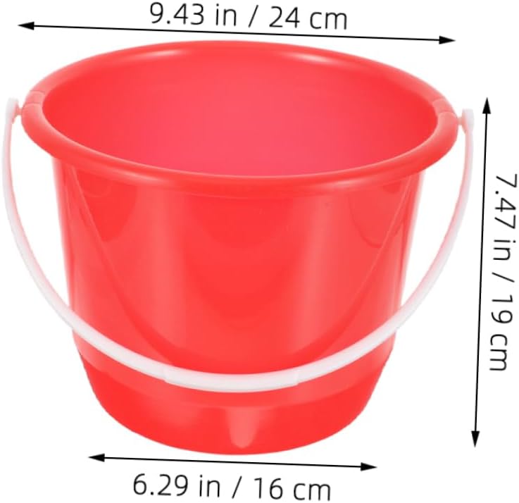 Ciieeo 3pcs Red Plastic Buckets with Handle for Home and Garden Multipurpose Portable Storage and Cleaning for Car Washing and Gardening Tasks