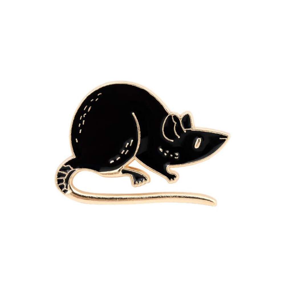 LLYANZ12 Zodiac Black and White Enamel Mouse Brooch and Pin