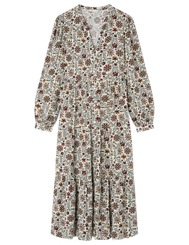 Springfield Vestido Camisero Midi con Estampado Integral y Manga Larga, Beige Claro, 38 para Mujer