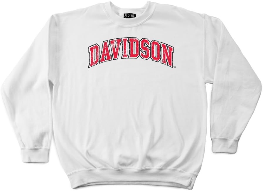 NCAA Davidson Wildcats 50/50 Blended 8-Ounce Vintage SDI Arch Crewneck Sweatshirt