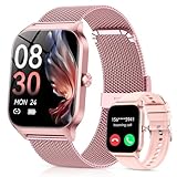 CASCHO Reloj Inteligente Mujer,1.85' HD Smartwatch con Llamadas,120+ Modos Deportes, Monitor Cardiaco y Sueño, Whatsapp Llamadas Bluetooth, Regalo Mujer, Android/iOS, Oro Rosa