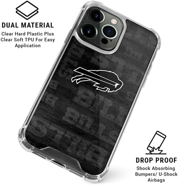 Skinit Clear Phone Case Compatible with iPhone 15 Pro Max - Officially Licensed NFL Buffalo Bills Black & White Design